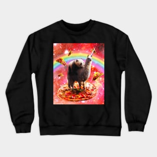 Space Panda Riding Llama Unicorn - Pizza & Taco Crewneck Sweatshirt